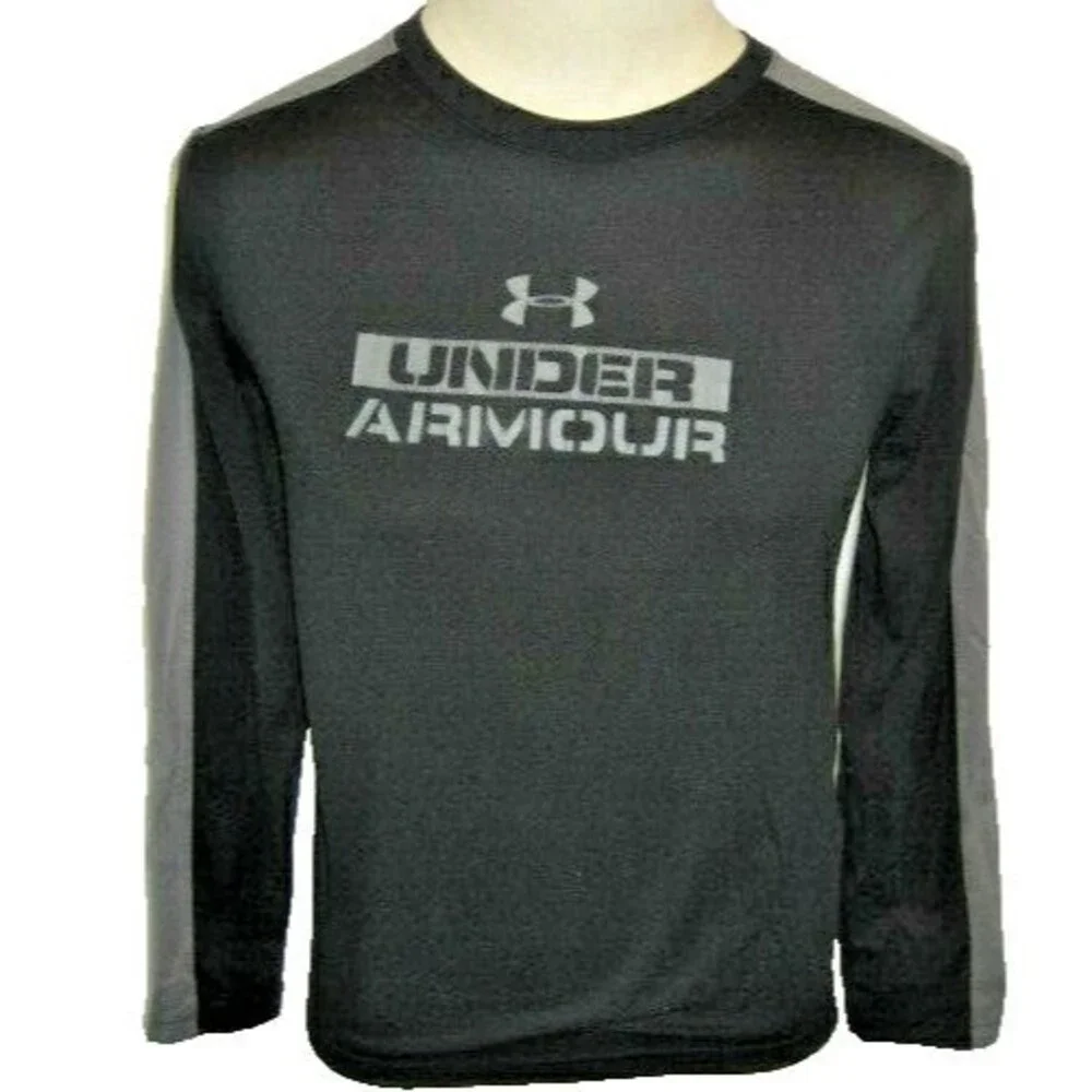Youth UnderArmour Black Poly Loose Fit Cold Gear LS Base Layer Shirt sz YMD